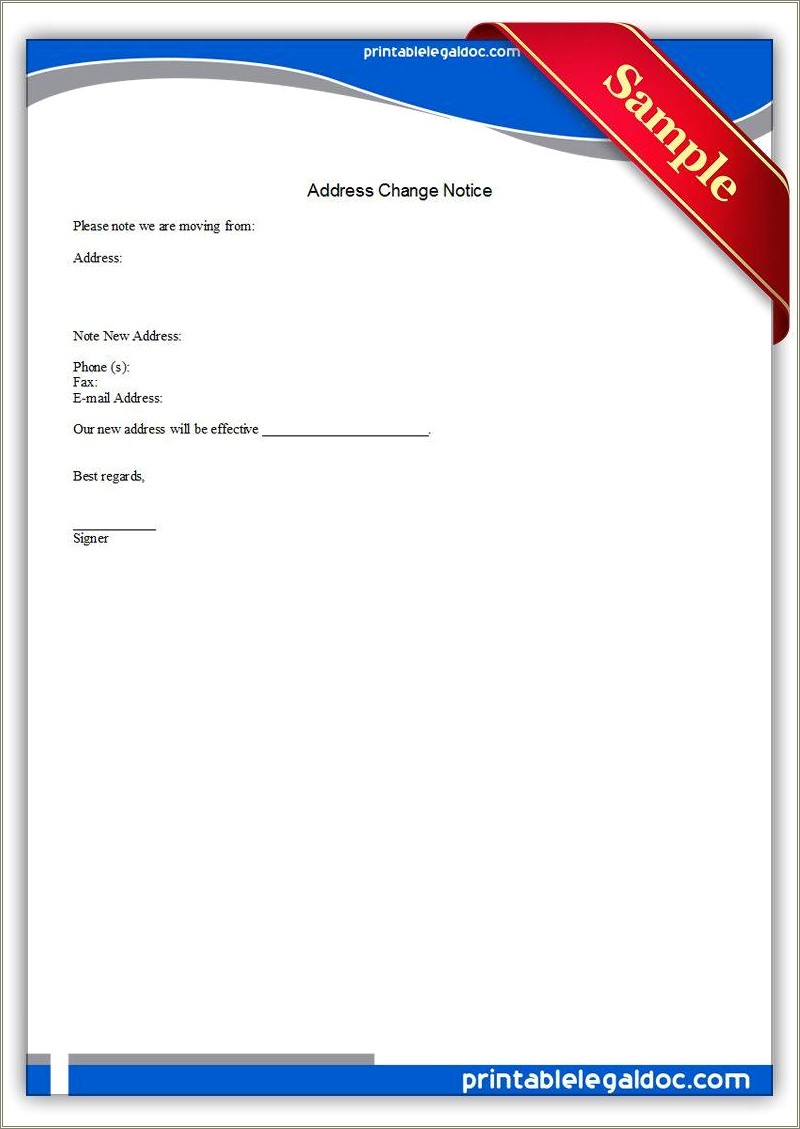 Personal Change Of Address Letter Template Free