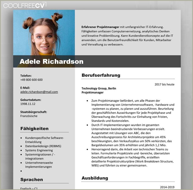 Personal Profile Design Template Word Free Download