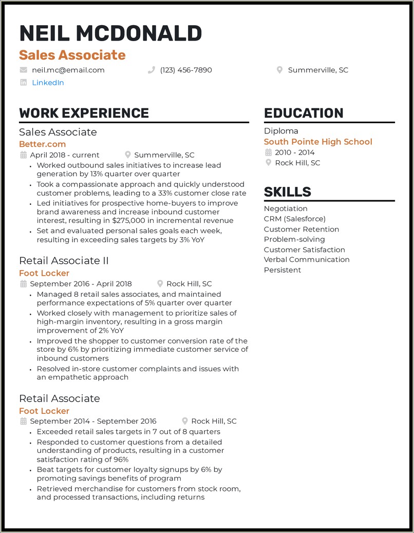 Point Of Sale Resume Examples