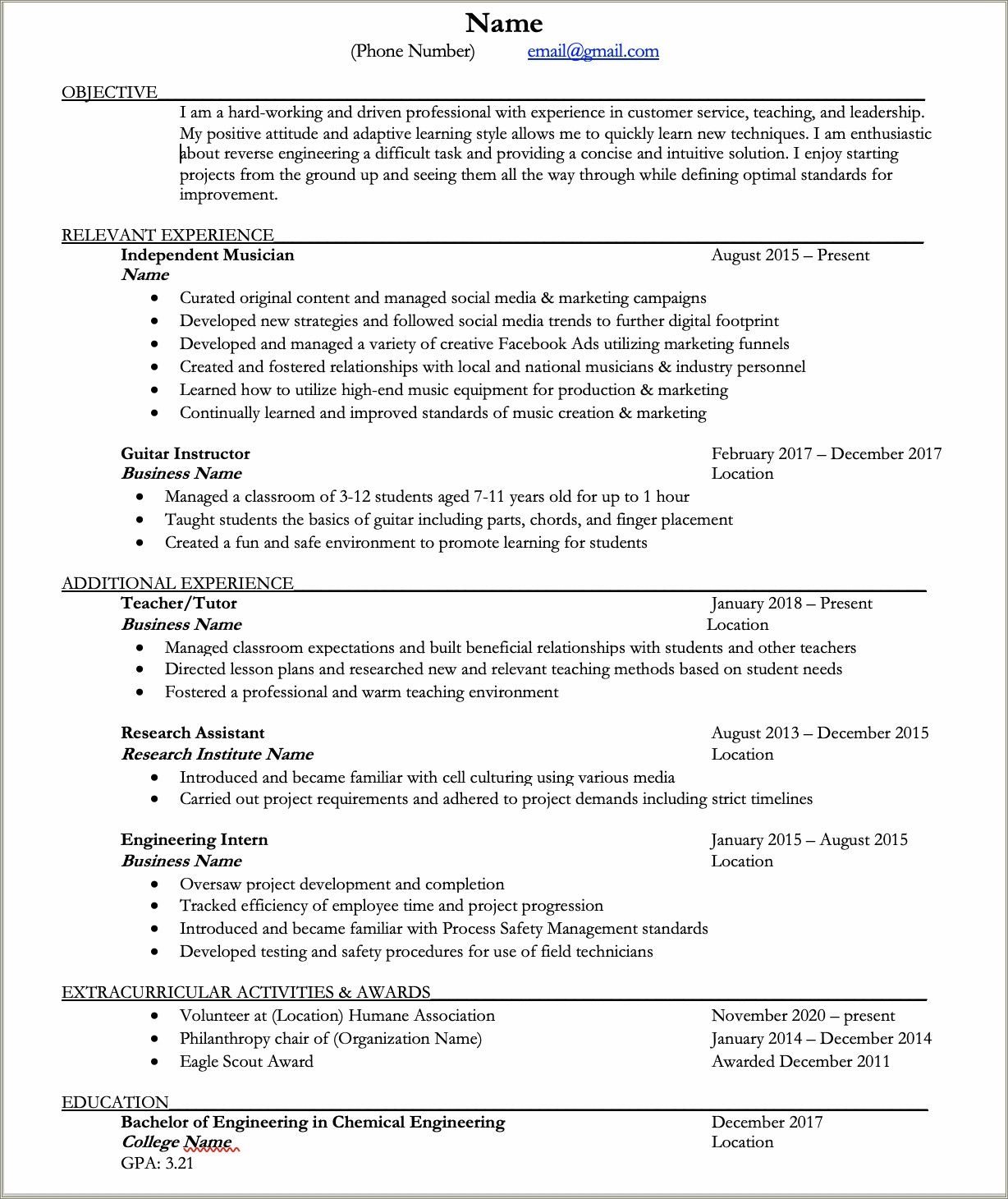 Process Safety Management Experience Resume