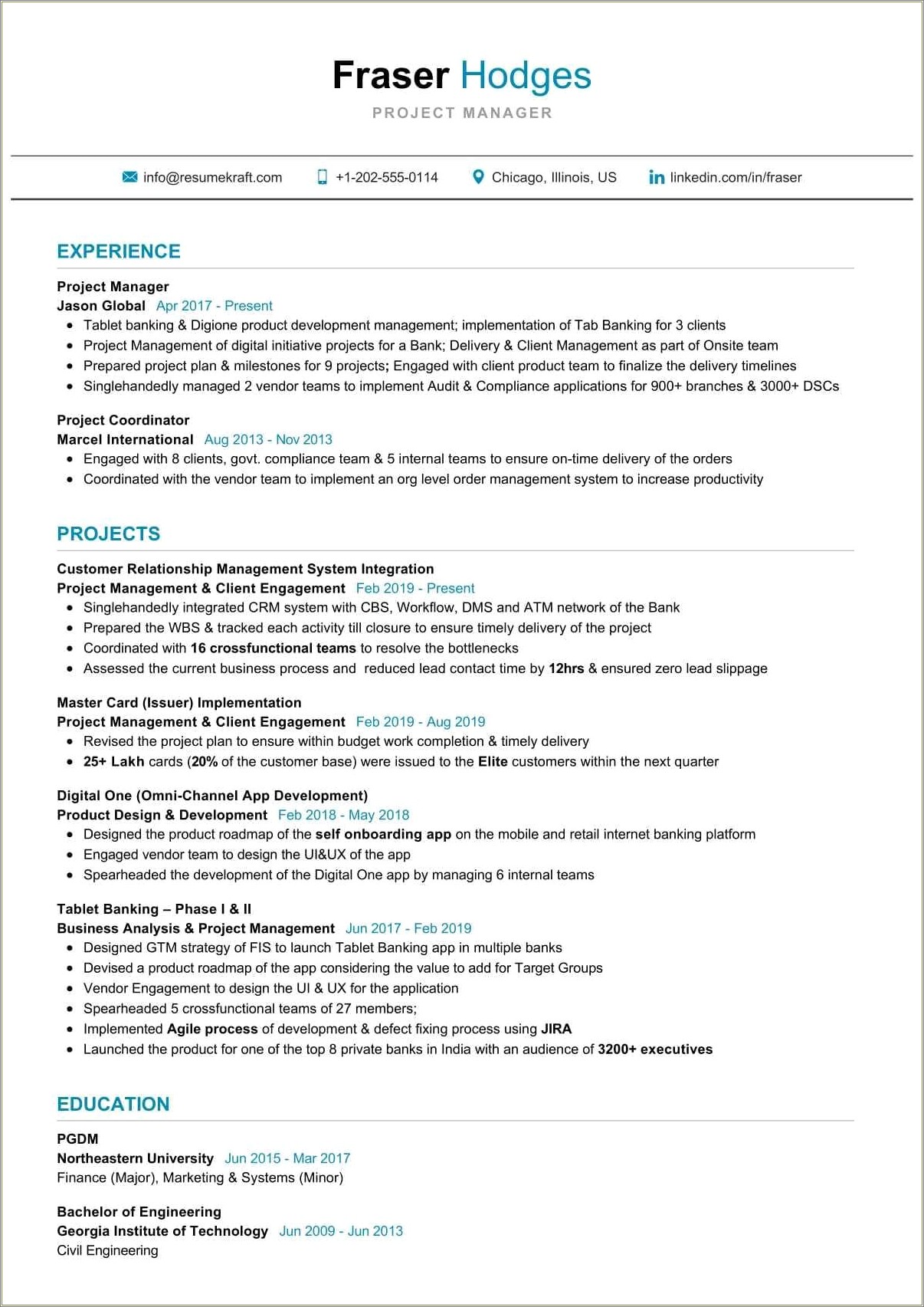 Project Manager Cv Template Word Free Download
