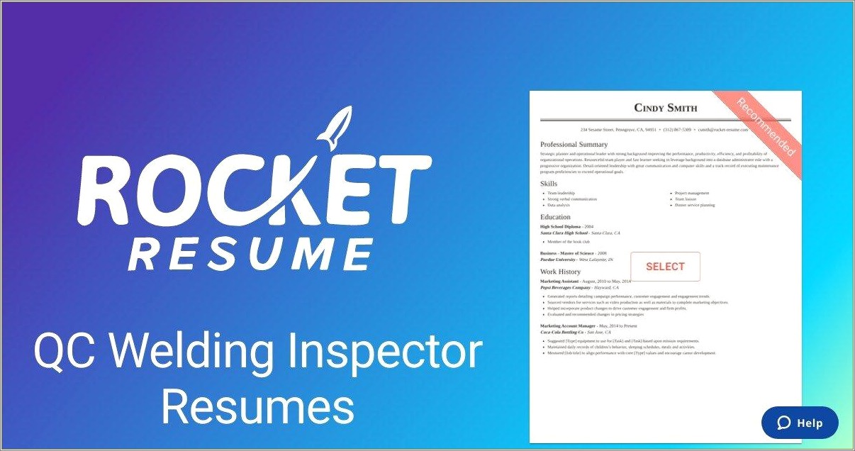 Qc Welding Inspector Sample Resume