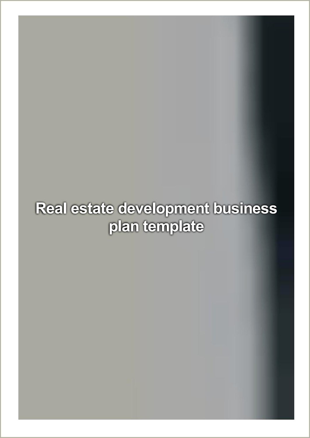 Real Estate Development Business Plan Template Free
