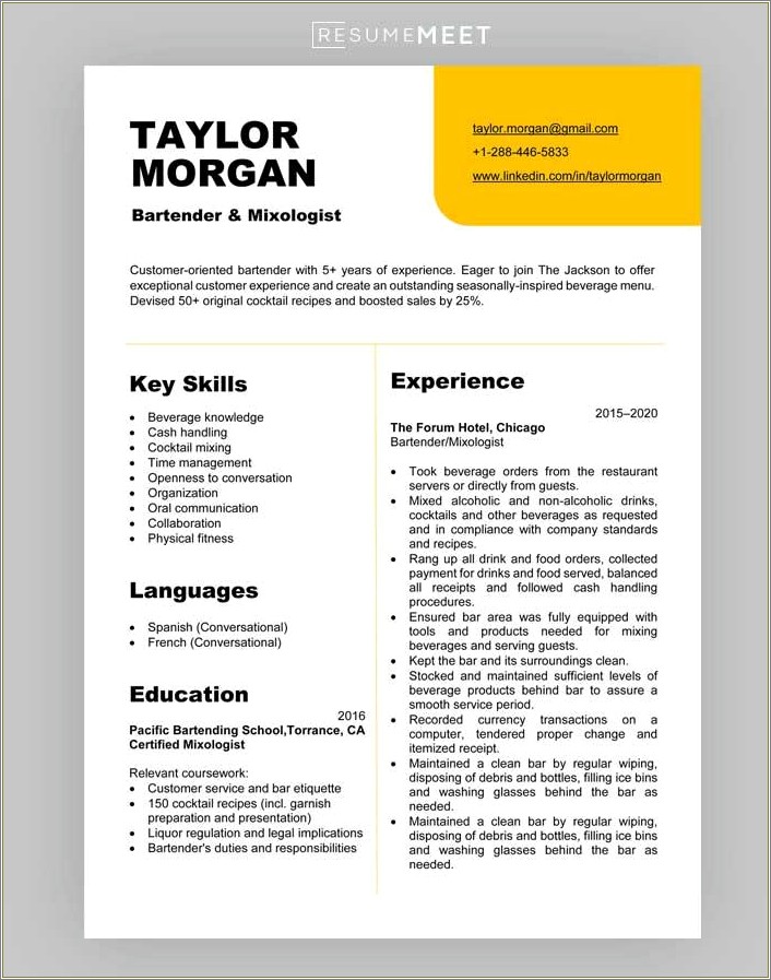 Related Coursework On Resume Example