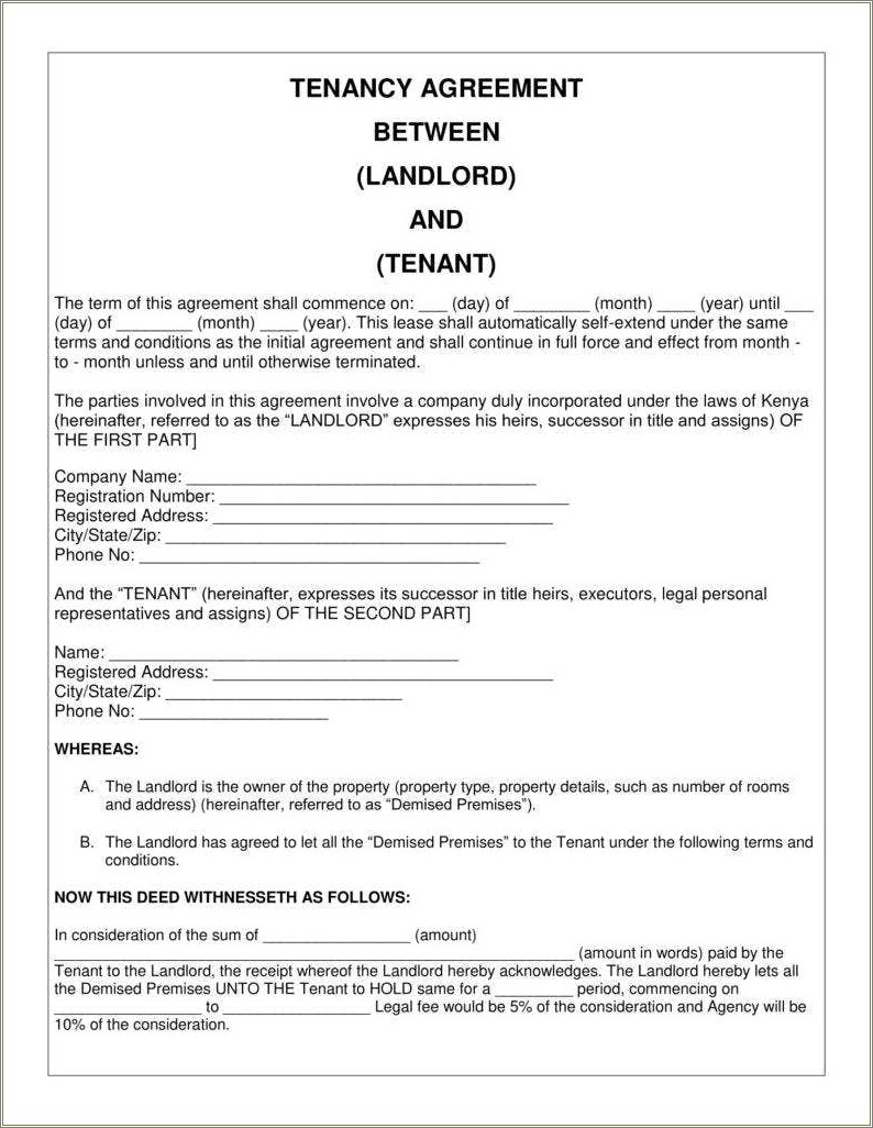 Rent A Room Contract Template Free Uk