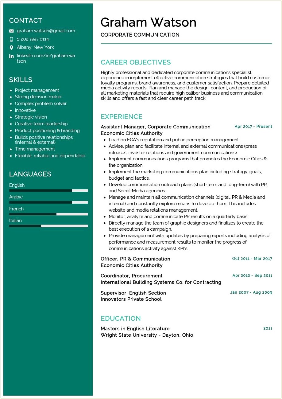 Resume Examples Objectives For Busines