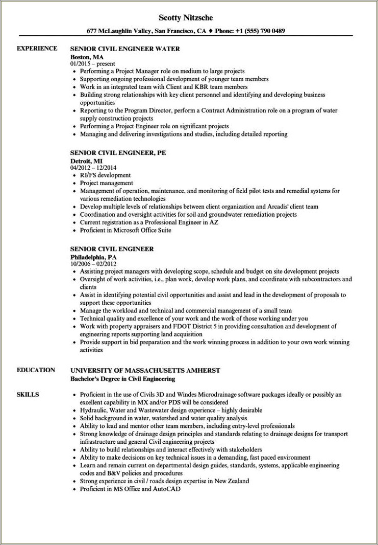 Resume For Civil Engg Job
