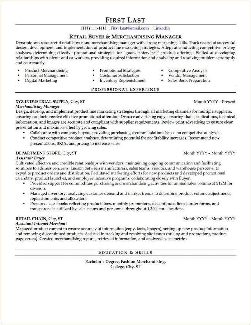 Resume For Retail Jobs Examples