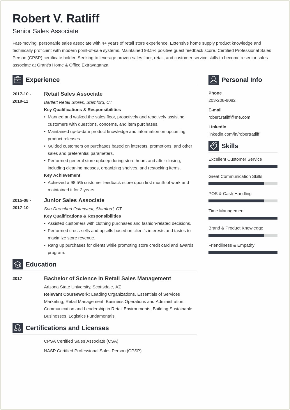 Resume For Sales Associate Objective