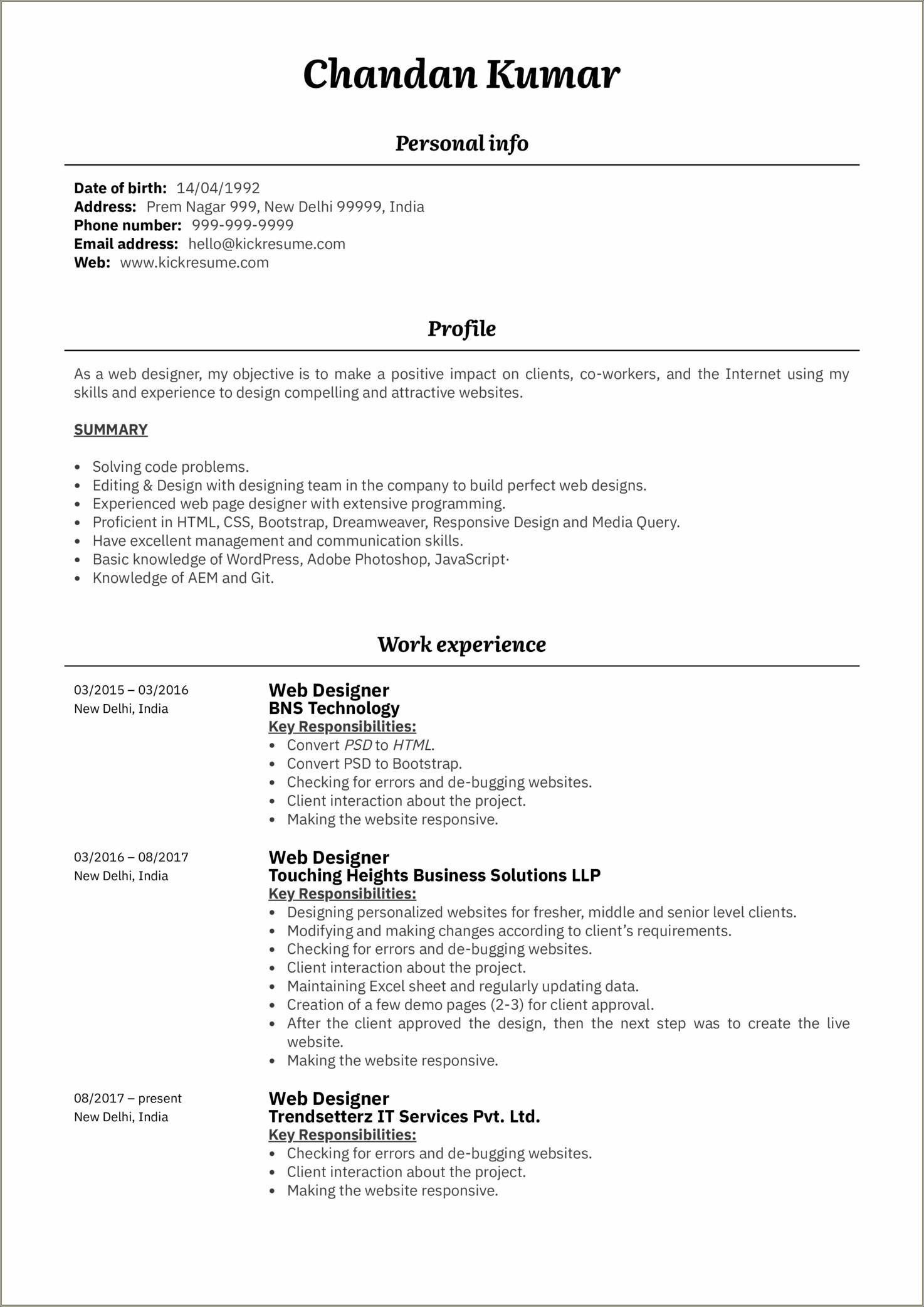 Resume Format Based On Skills