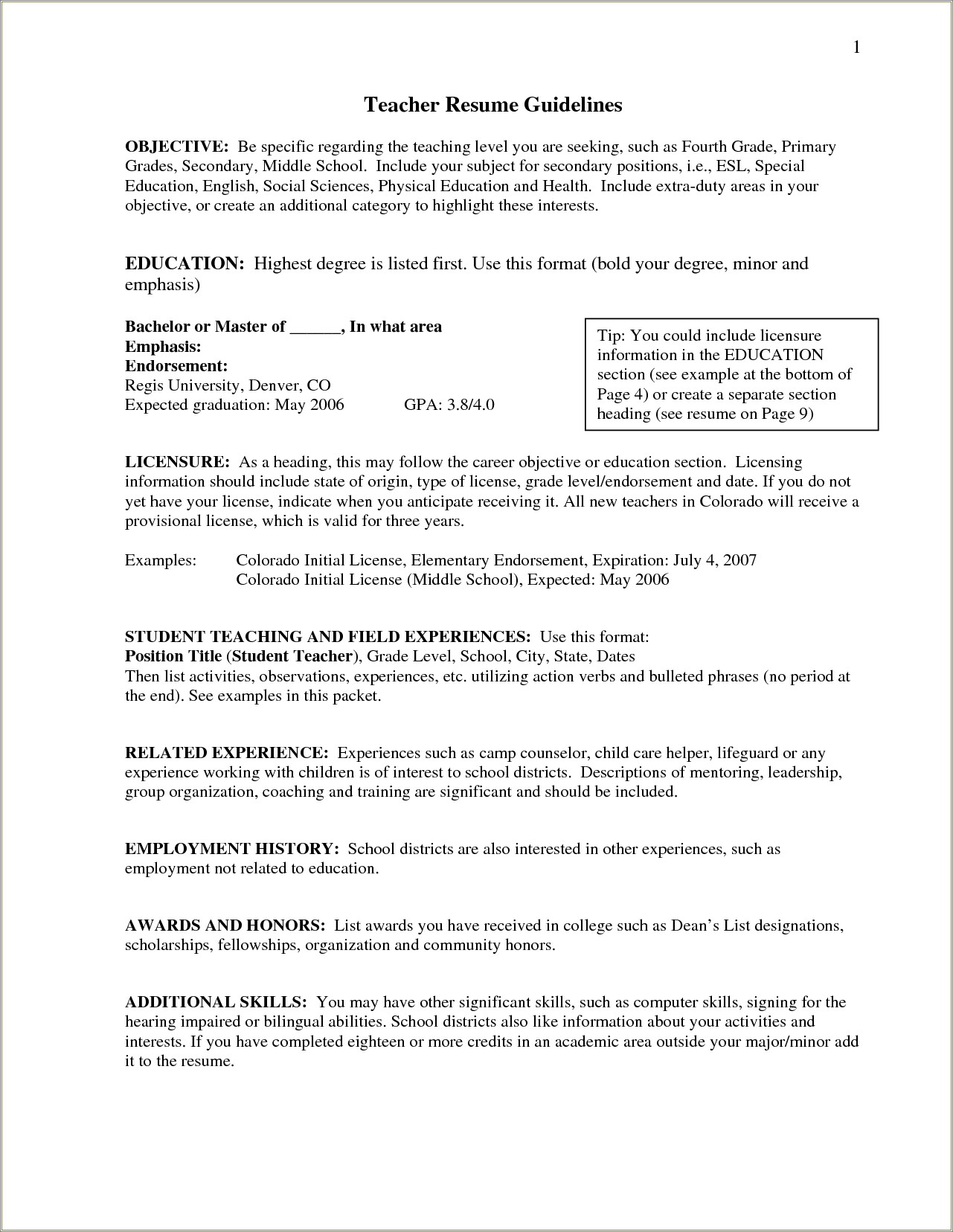 Resume Objective For Counselor Position