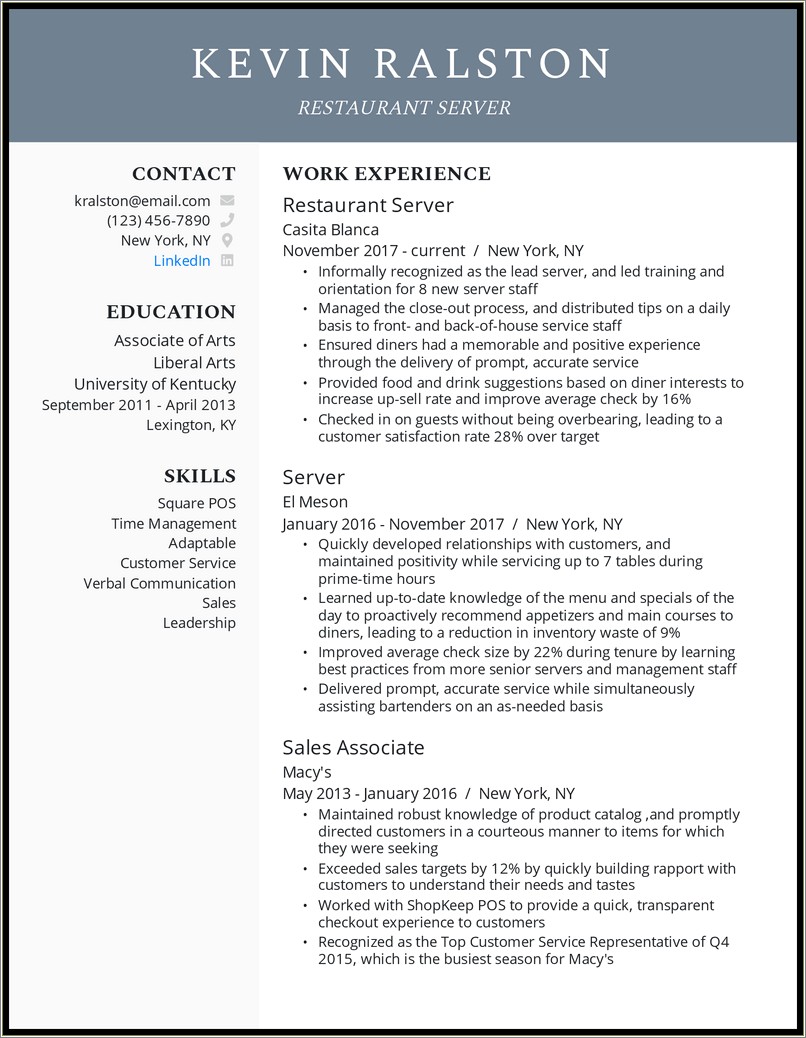 Resume Objective For Food Industry