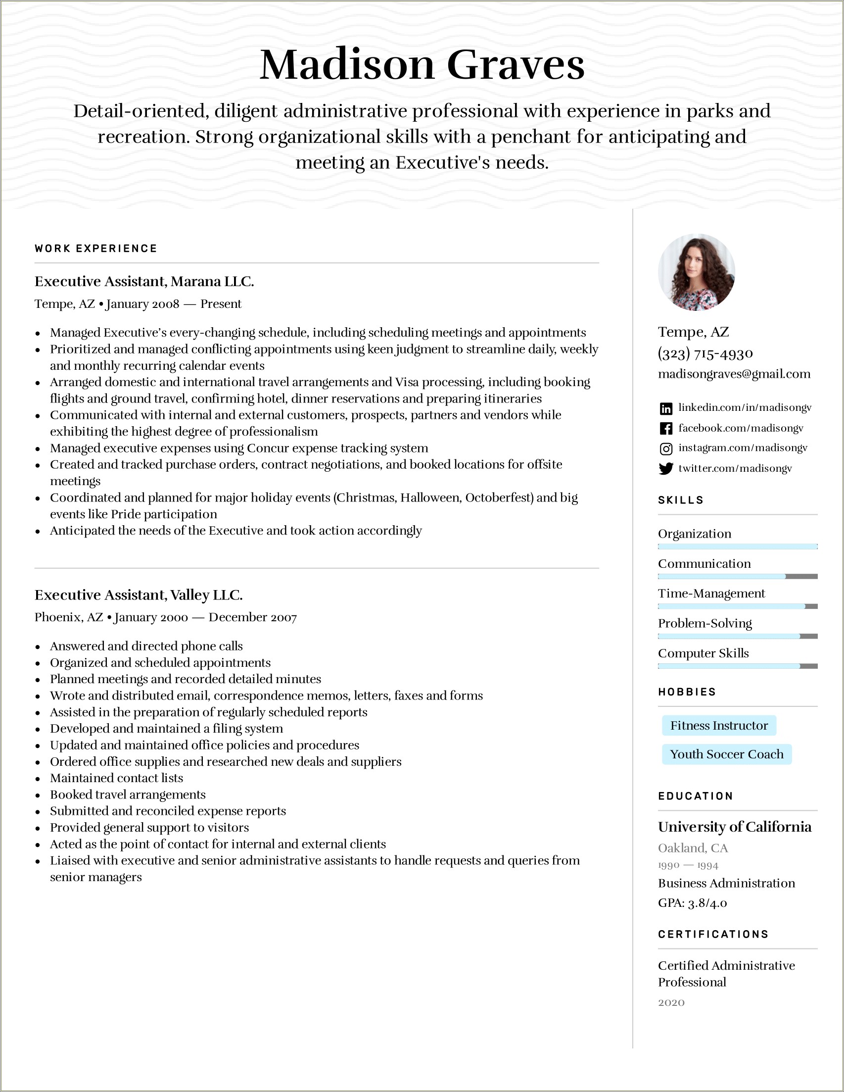 Resume Profile Examples Executive Assistant