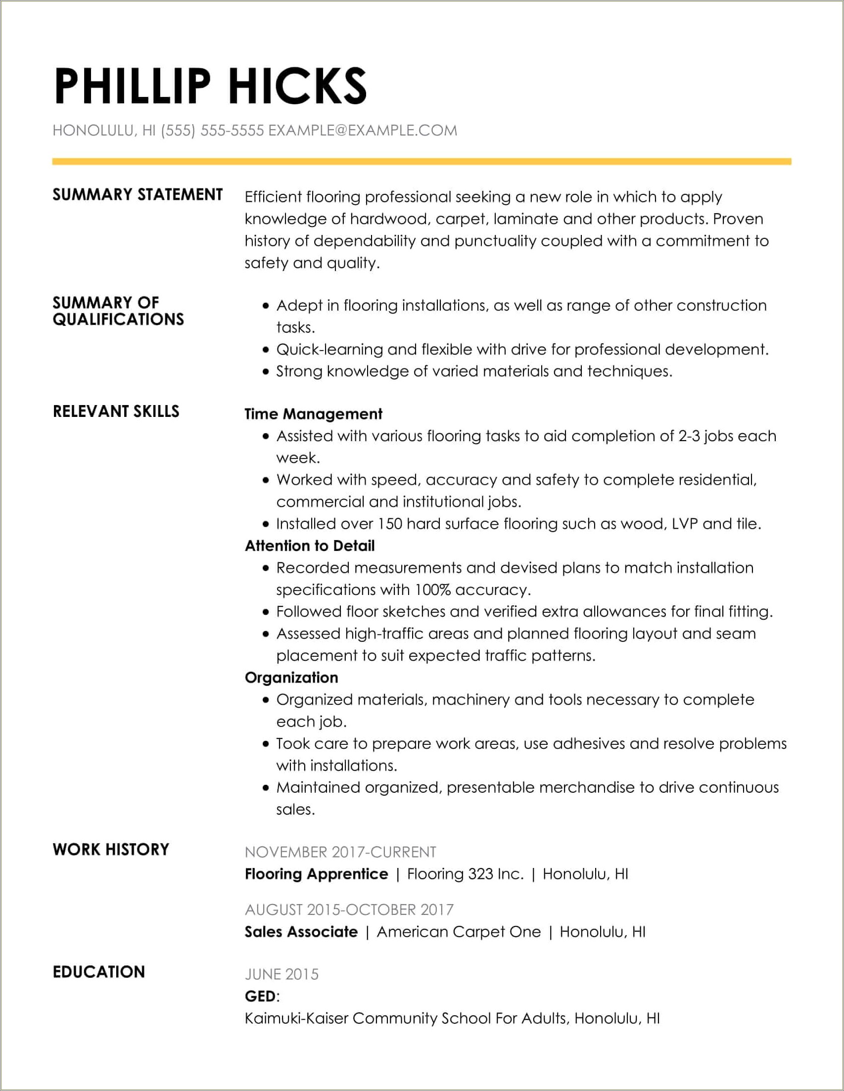 Resume Summary About Yourself Examples