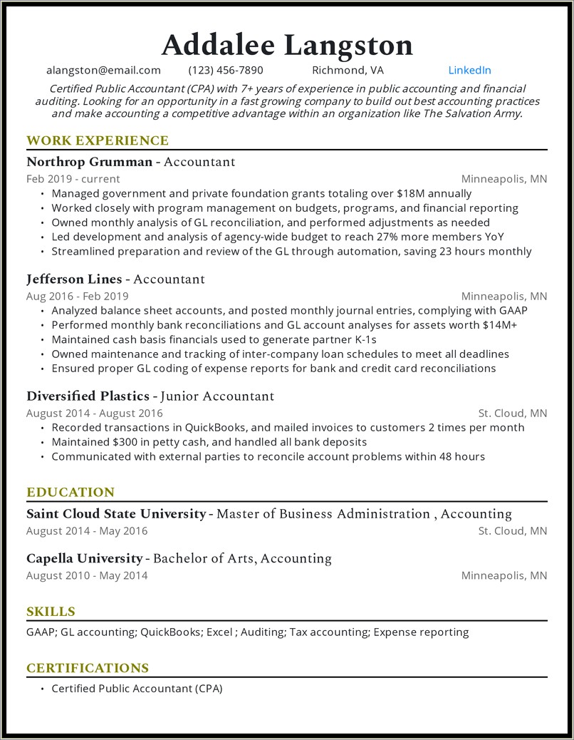 Resume Summary Statement Examples 2016