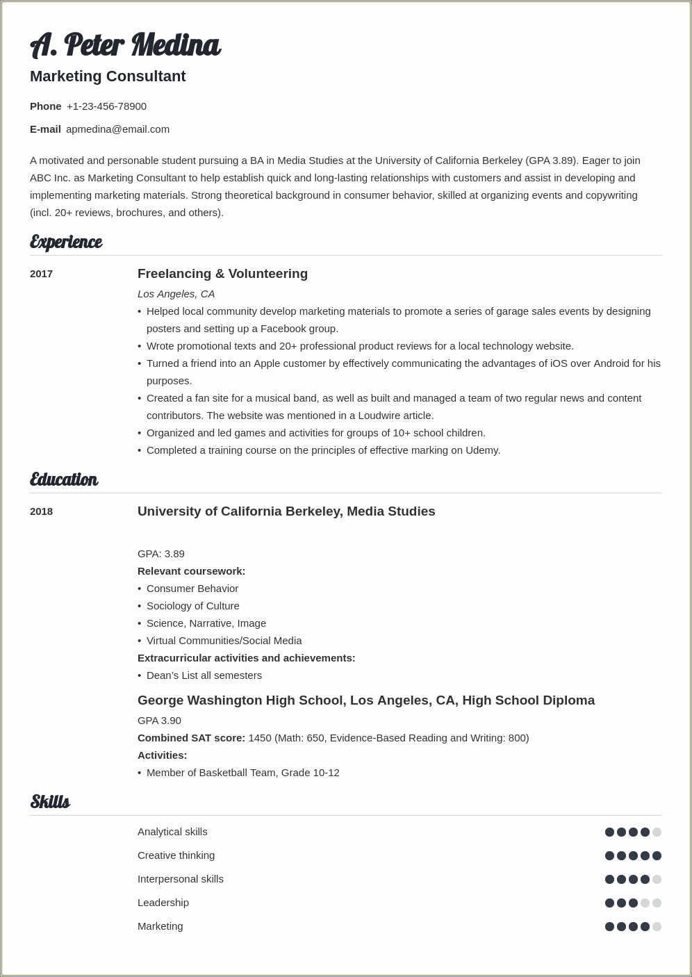 Resume Template Entry Level Jobs