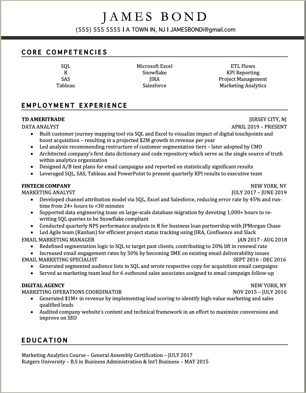 Resume With Different Job Experience