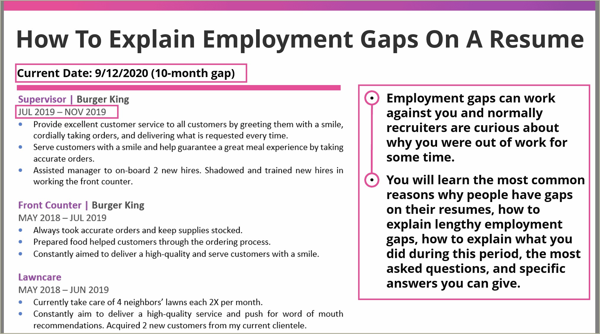Resume With Employment Gap Samples
