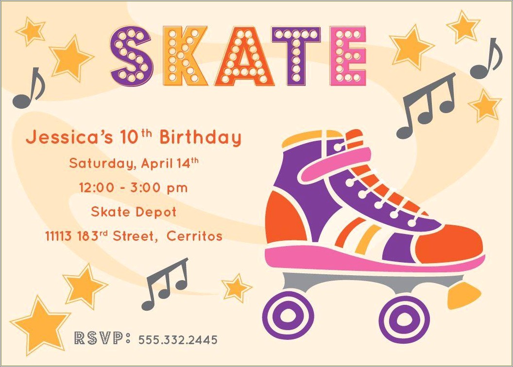 Roller Skating Birthday Party Invitations Template Free