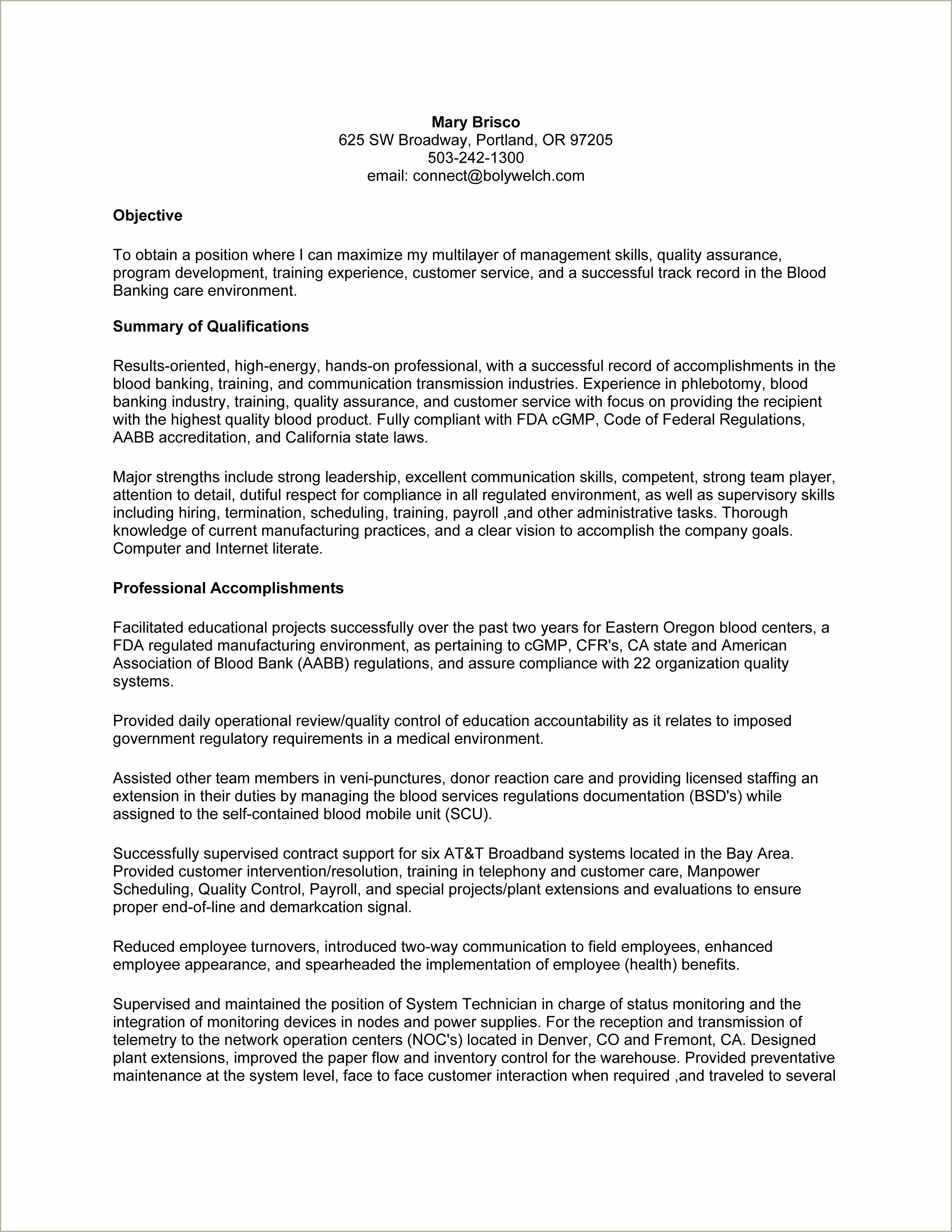 Sample Combined Functional Chronological Resume