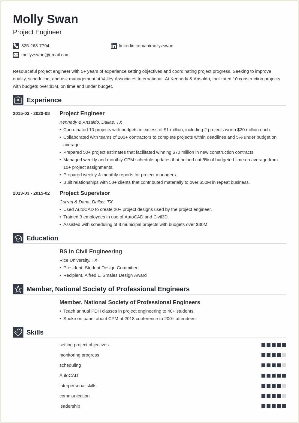Sample Resume For Support Project