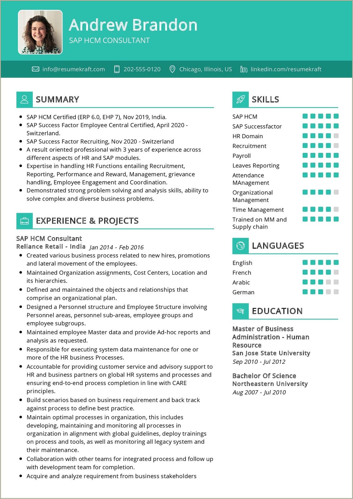 Sap Hcm Project Manager Resume