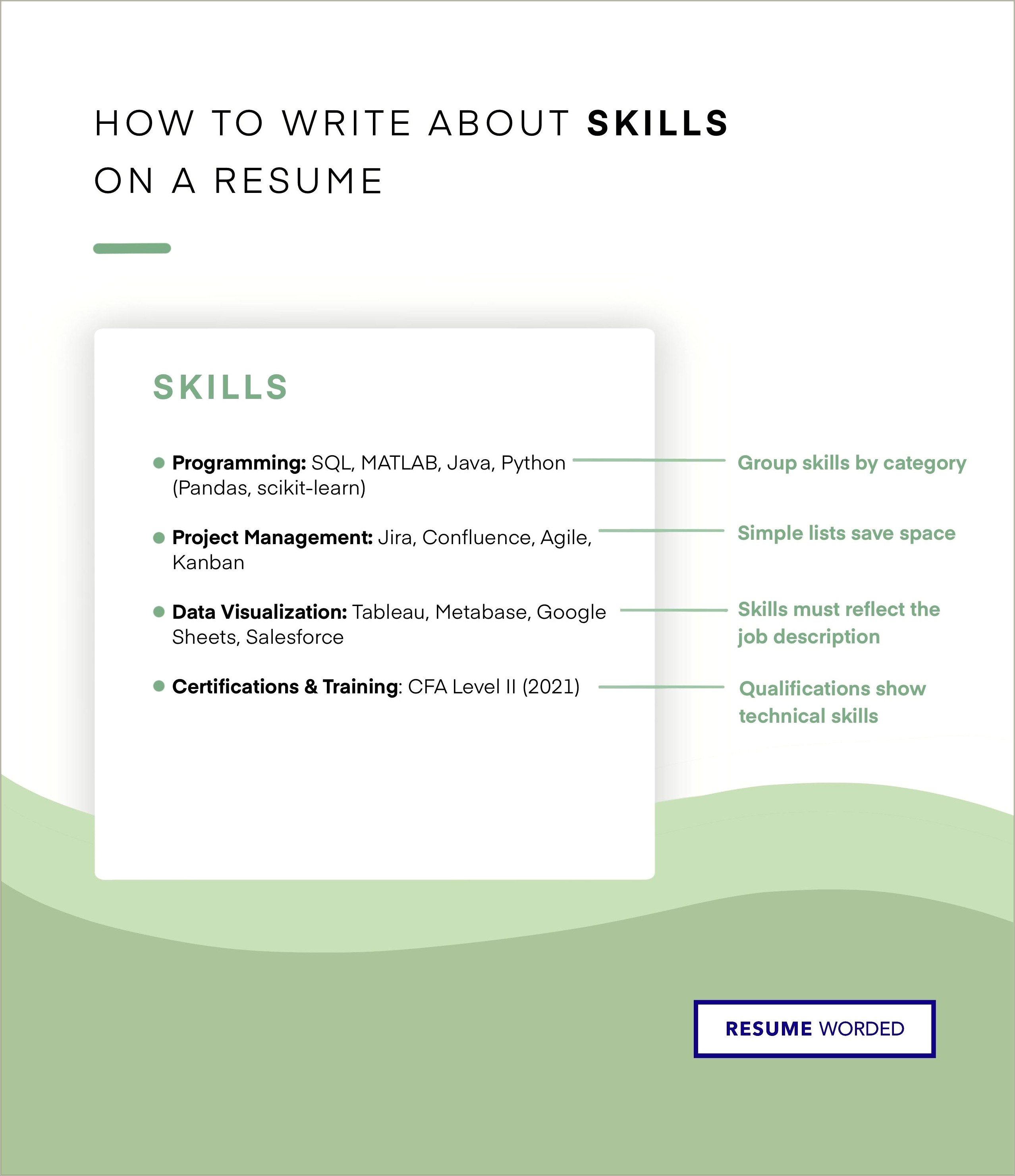 Skills And Description For Resume