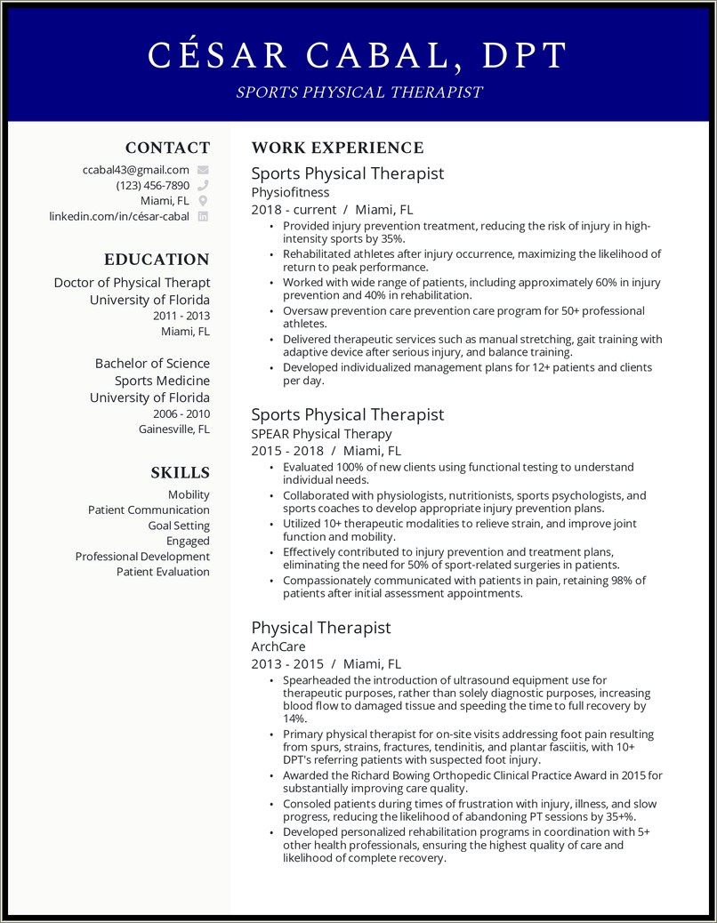 Skills For A Therapist Resume
