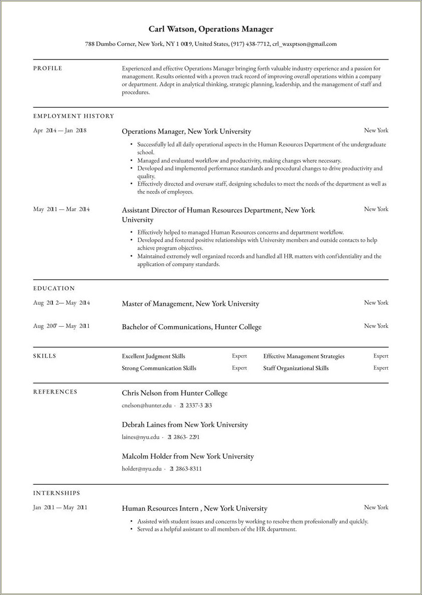 Small Business Operations Manager Resume
