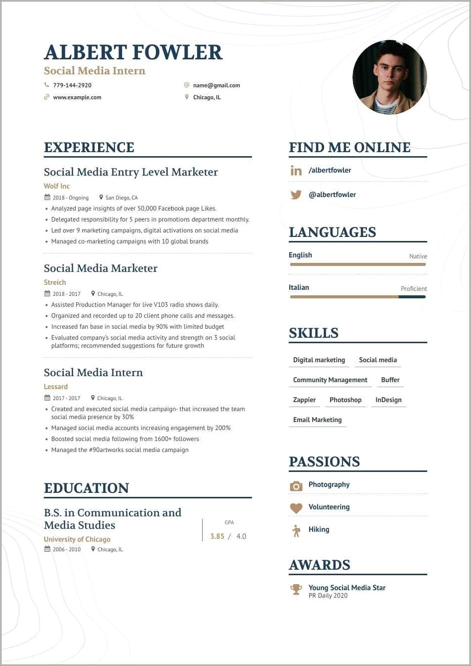 Social Media Job Skills Resume