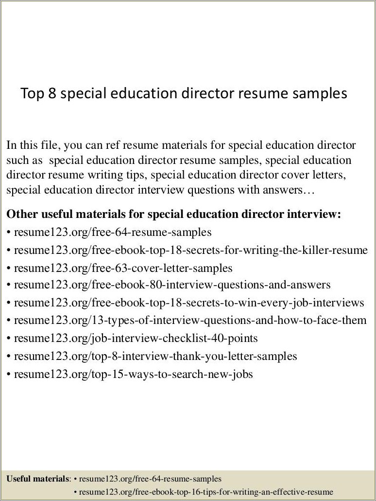 Special Education Administrator Resume Objective
