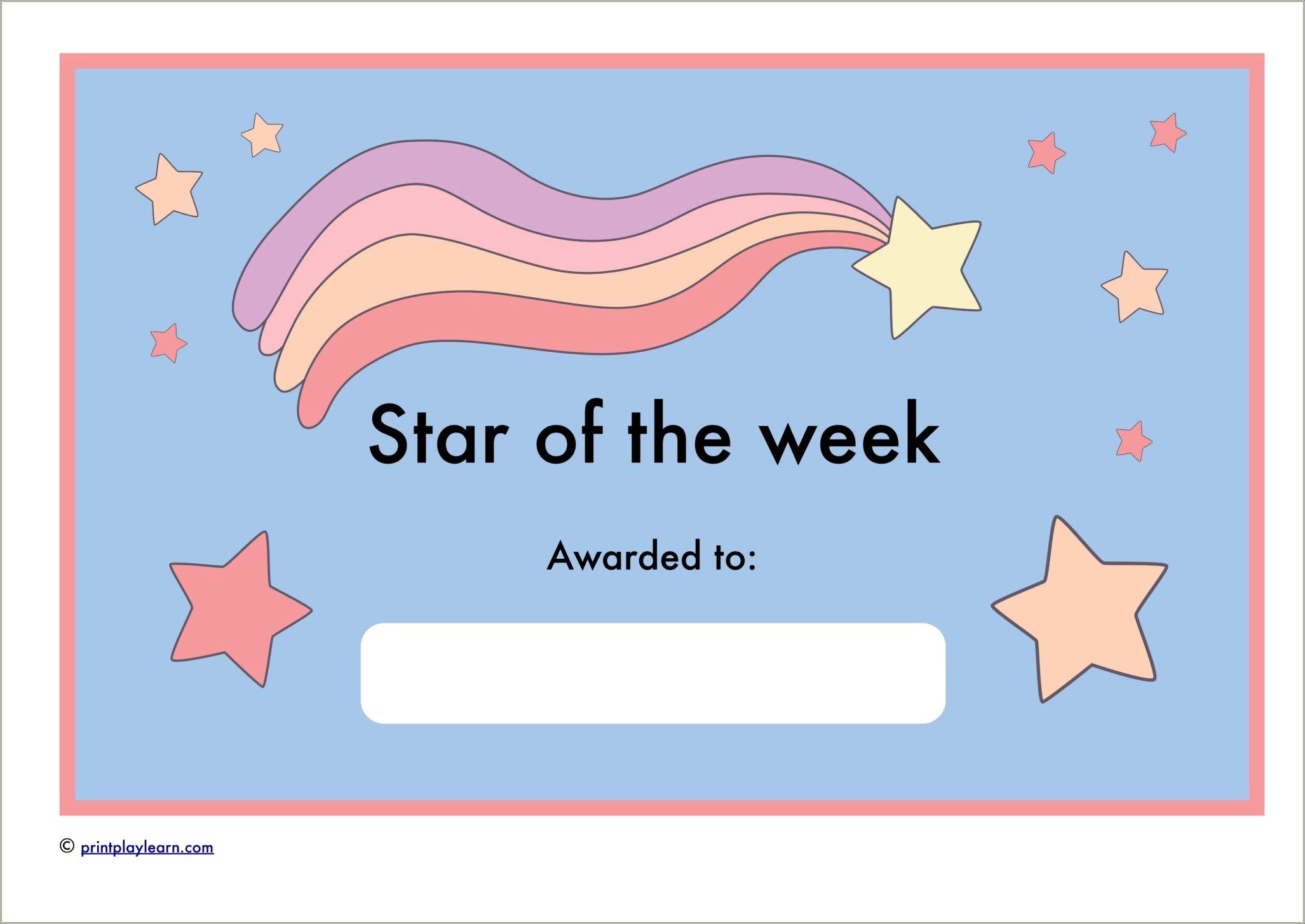 Star Of The Week Certificate Template Free