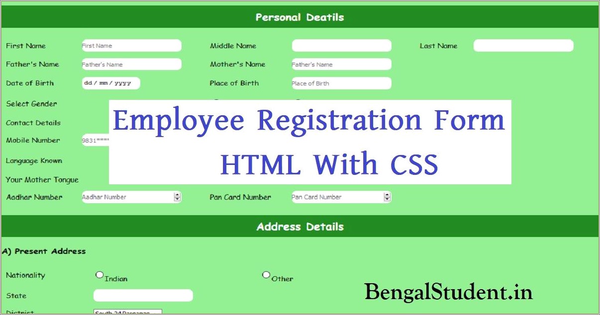 Student Registration Form Template Word Free Download