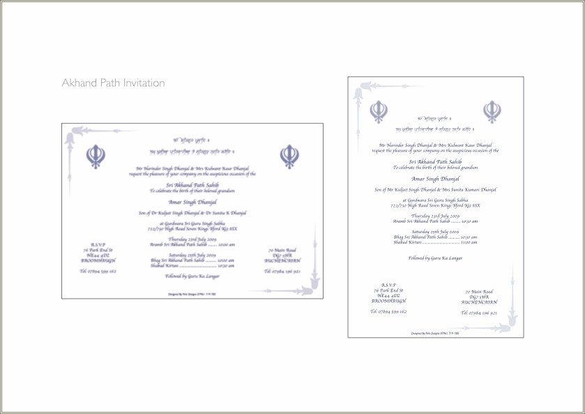 Sukhmani Sahib Path Invitation Template Free Download