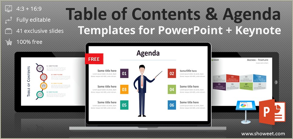 Table Of Contents Ppt Template Free Download