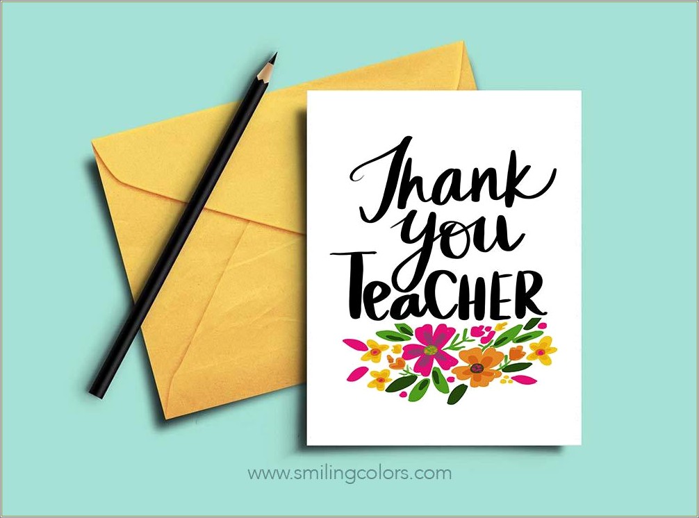 Template Free Printable Thank You Cards For Teachers