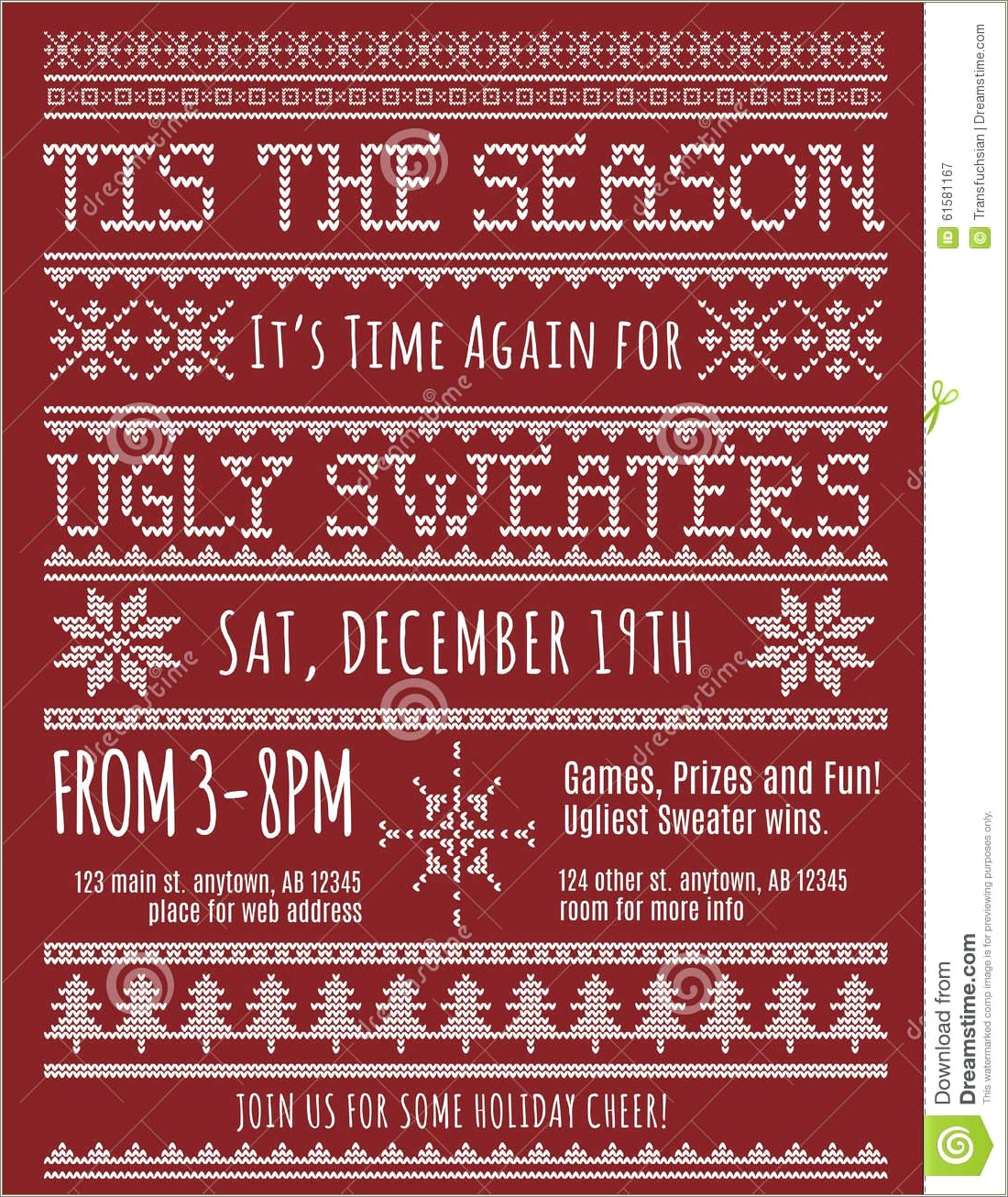 Ugly Holiday Sweater Party Invitation Template Free