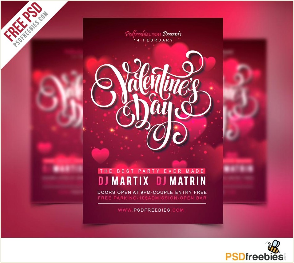 Valentine Day Party Flyer Psd Template Free