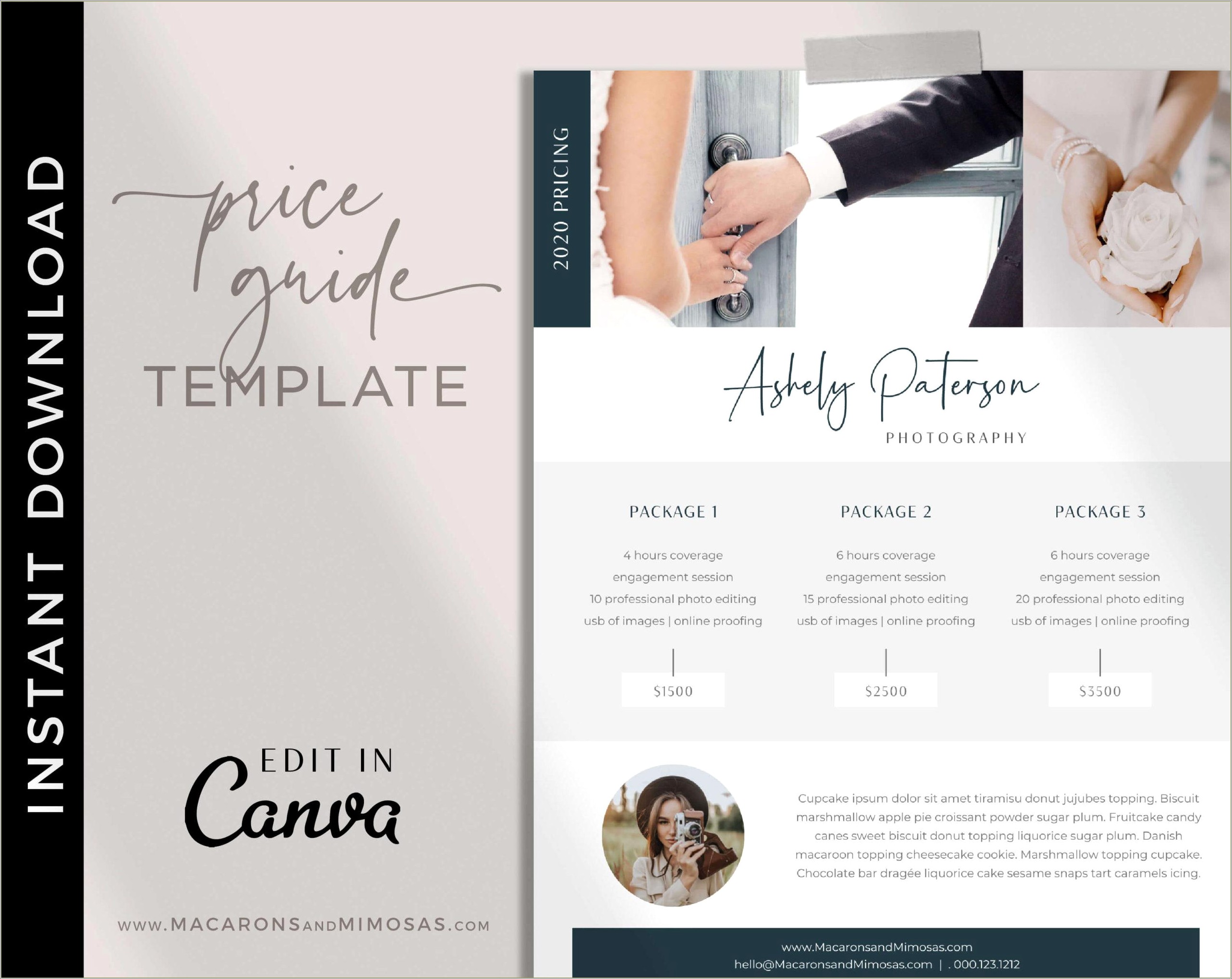 Wedding Photography Price List Template Free Download