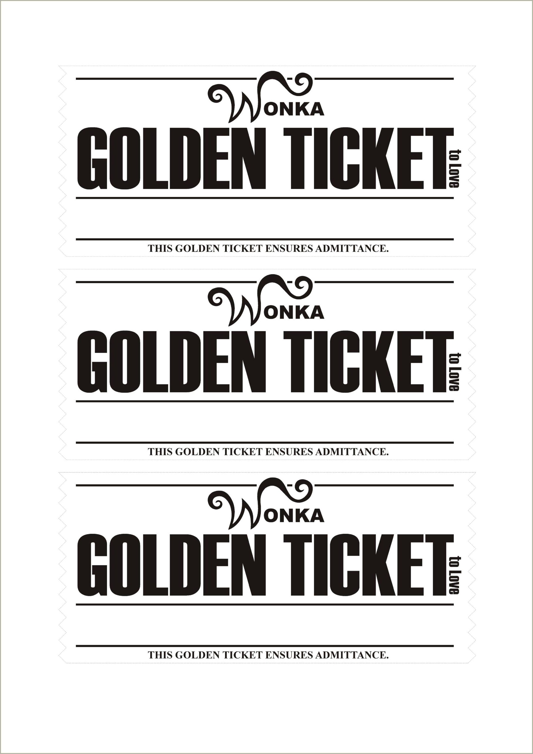 Willy Wonka Golden Ticket Template Free Download