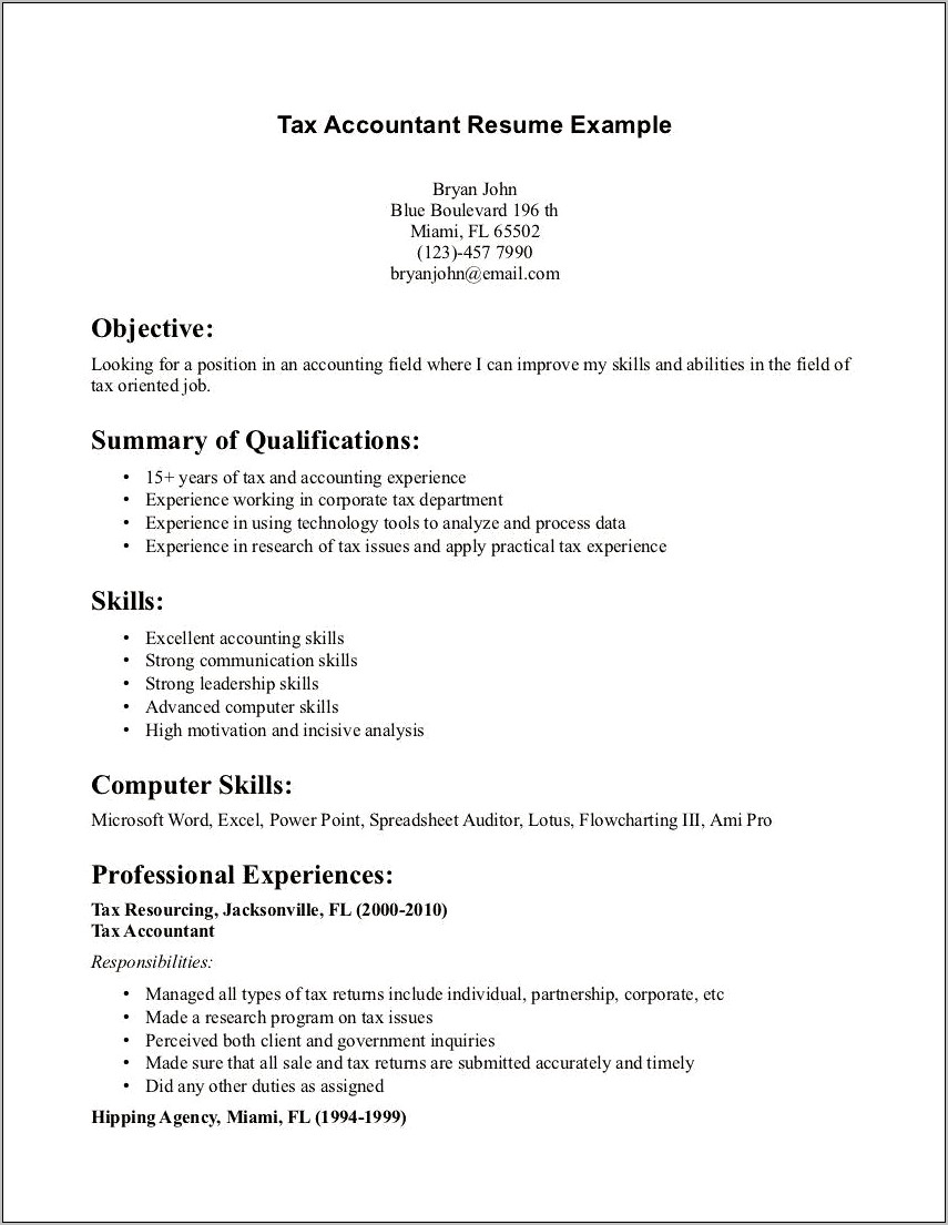 Accounting Skill On A Resume