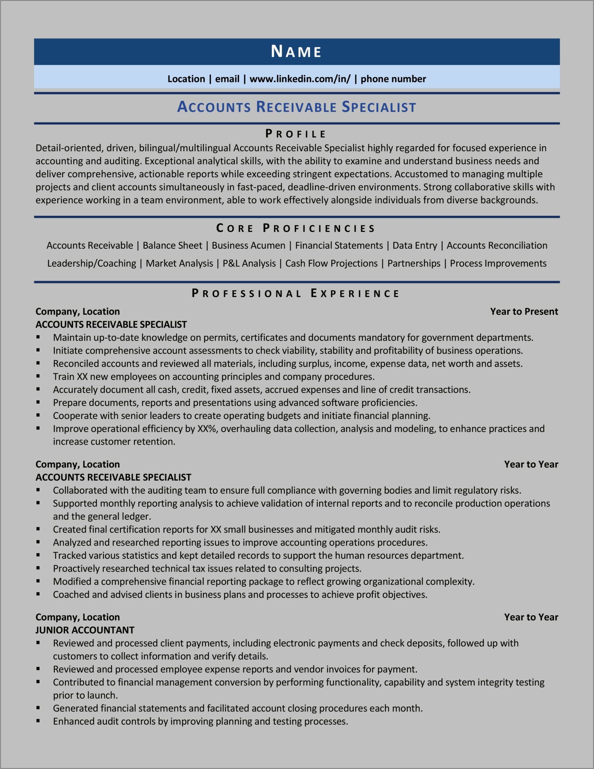Accounting Specialist Skills For Resume