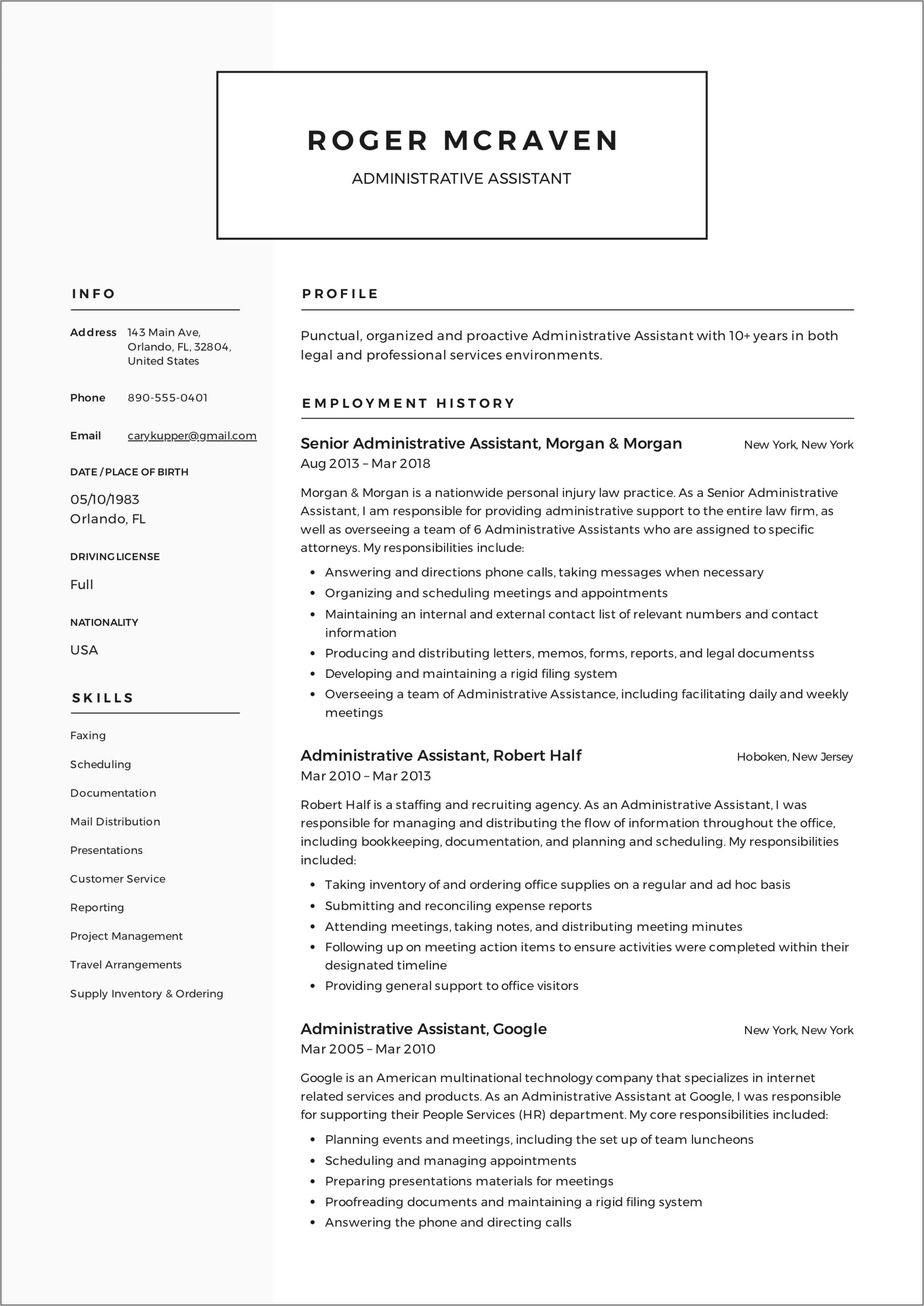Admin Assistant Academia Resume Examples