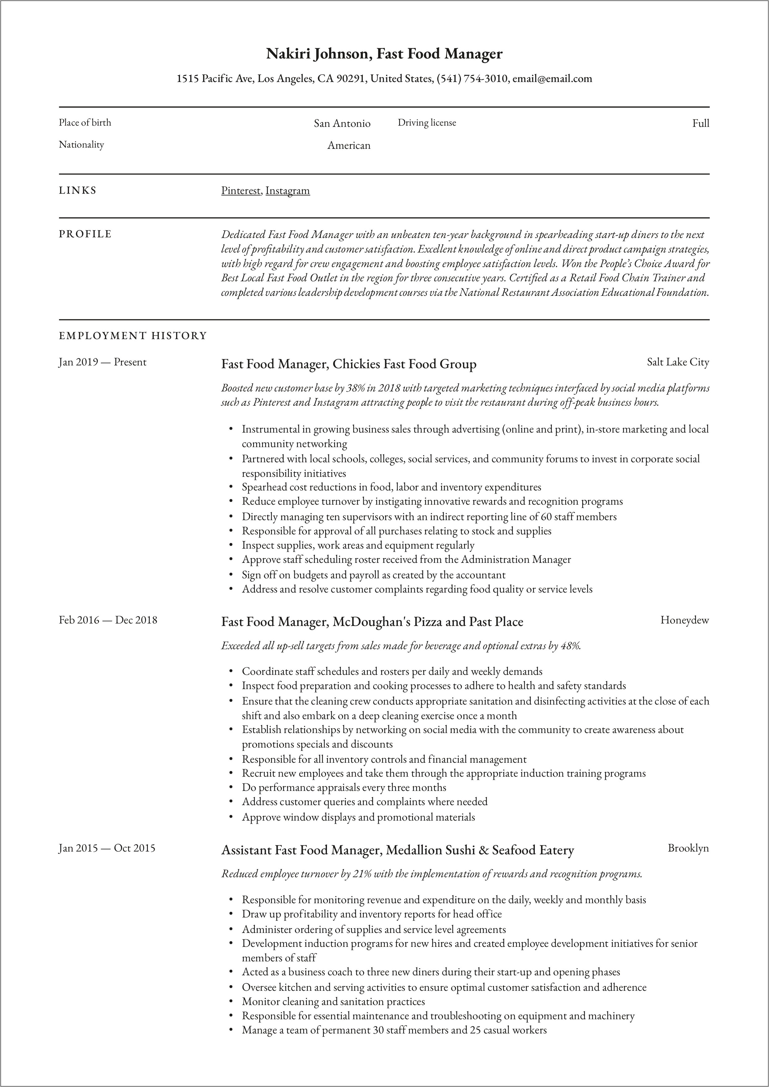 Airport Customer Service Manager Resume