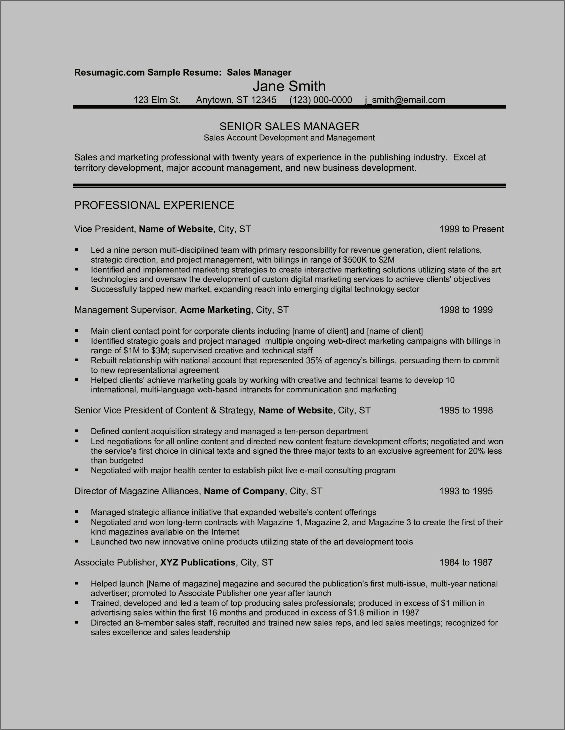 Area Sales Manager Resume Responsibilities