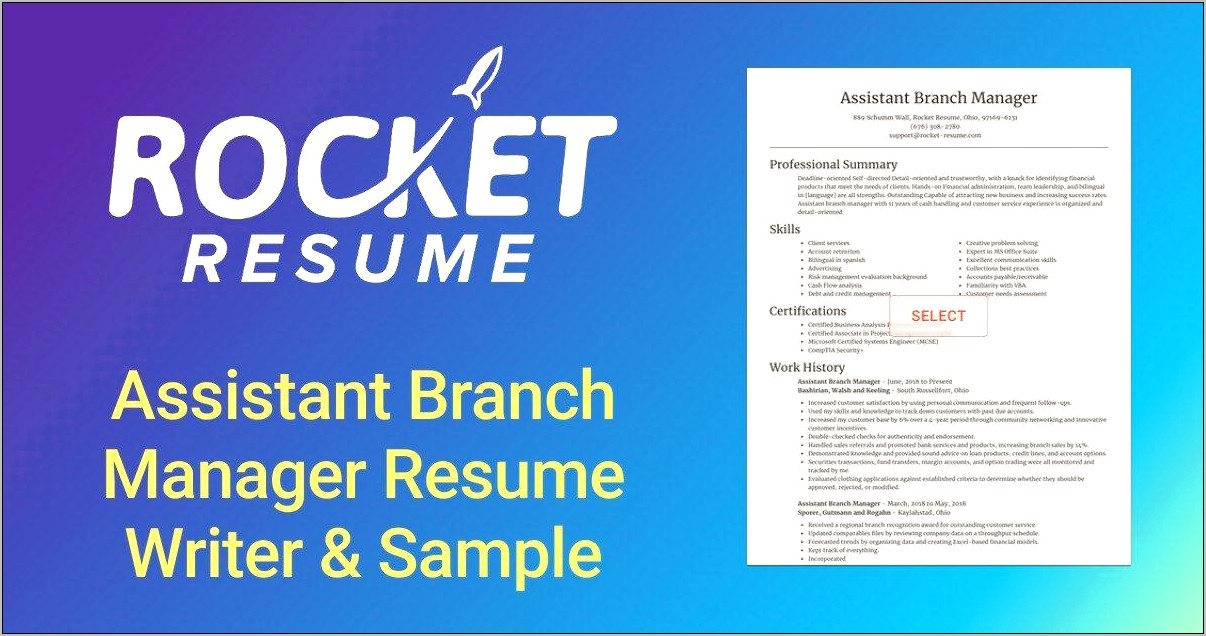Assistant Branch Manager Skills Resume