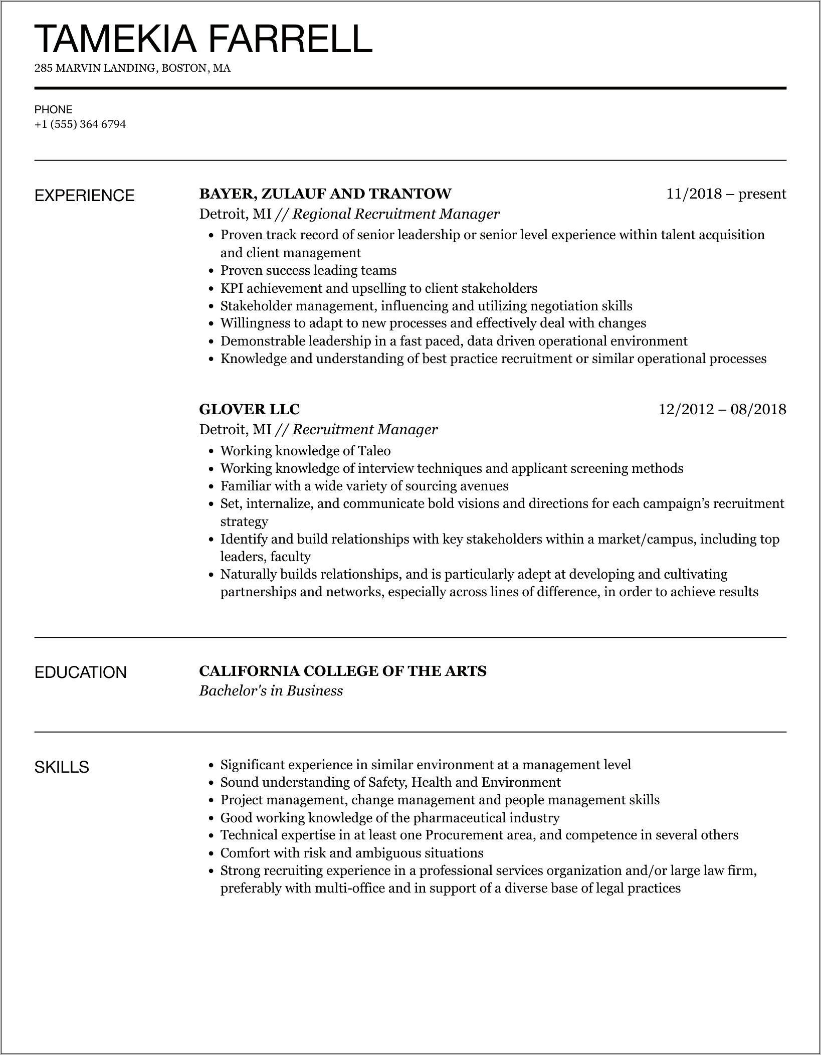 Assistant Manager Resume Job Hero