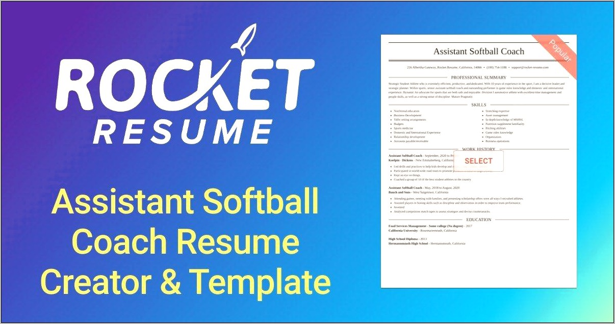 Assistant Softball Coach Resume Objective