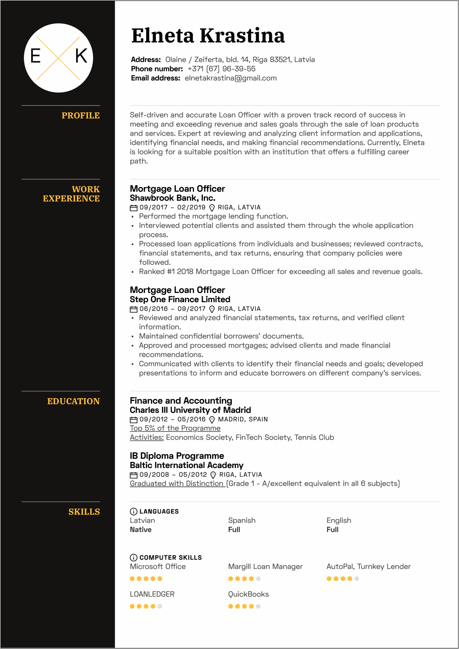 Bank Loan Officer Resume Examples