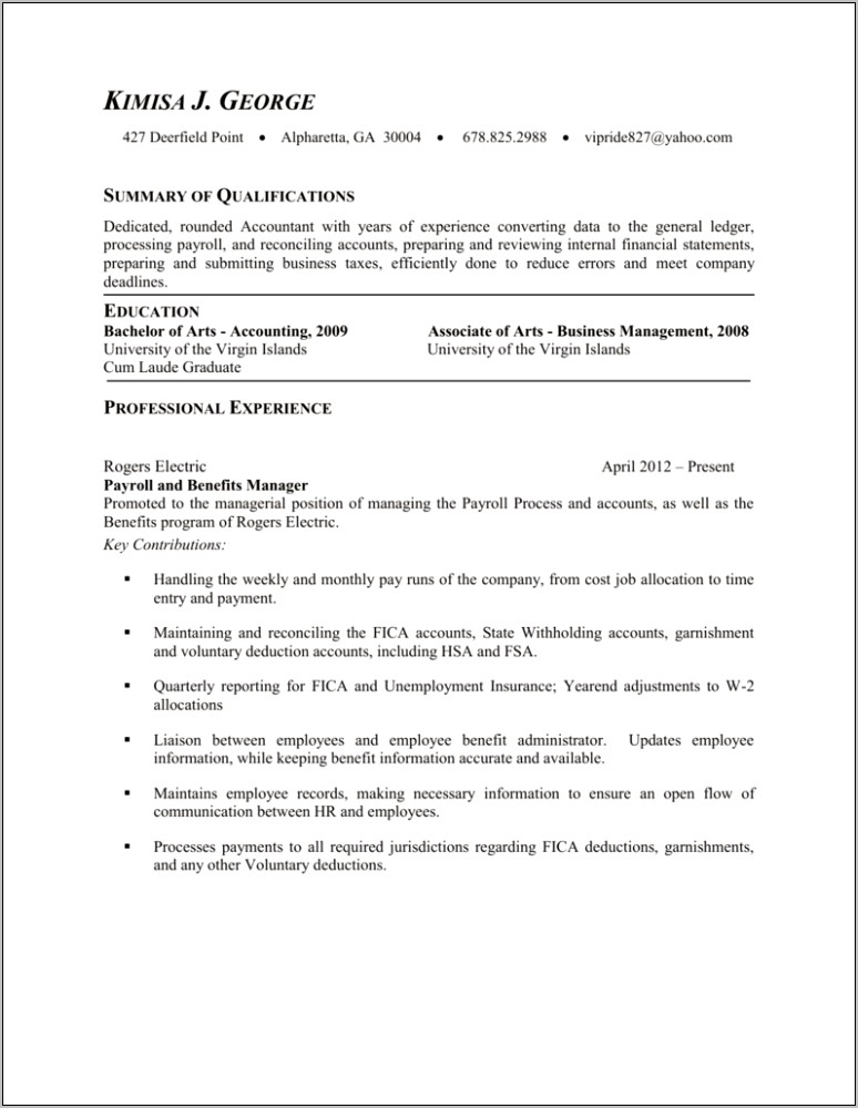 Benefits Administrator Job Description Resume